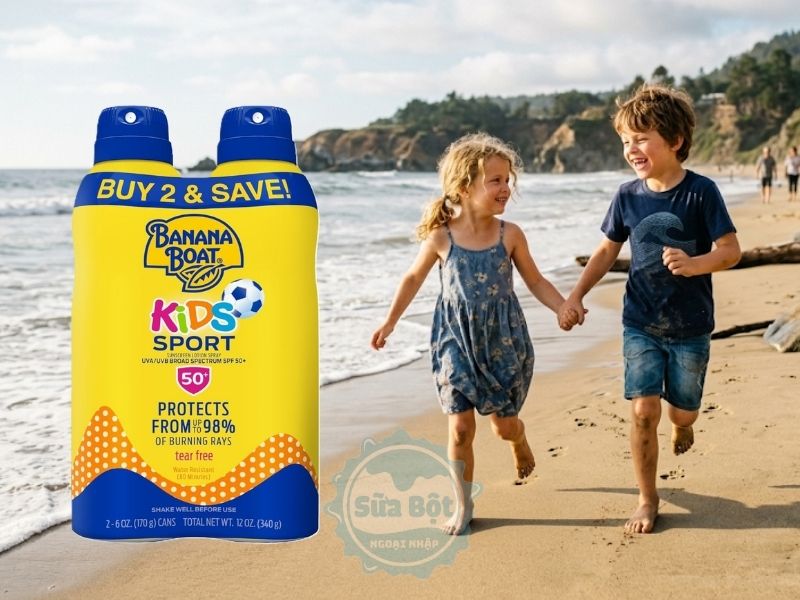 Xịt chống nắng cho bé Banana Boat Kids Sport Sunscreen Spray SPF50+ 