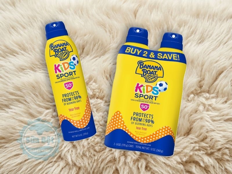 Banana Boat Kids Sport Sunscreen Spray SPF50+ sử dụng