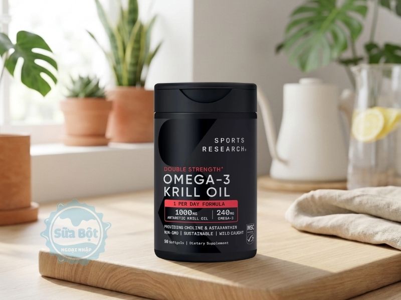 Dầu nhuyễn thể Sports Research Double Strength Omega-3 Krill Oil 1000mg xuất xứ từ Mỹ - Hình ảnh mang tính chất minh họa