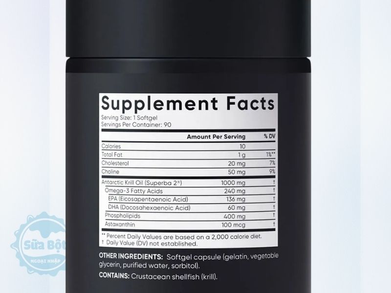 Dầu nhuyễn thể Sports Research Double Strength Omega-3 Krill Oil 1000mg thành phần