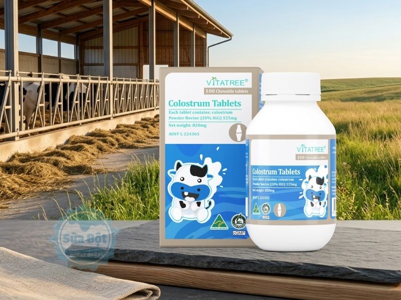 Viên sữa non Vitatree Colostrum Tablets chứa sữa non 