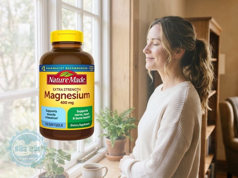 Viên uống bổ sung Magie Nature Made Extra Strength Magnesium 400mg xuất xứ từ Mỹ