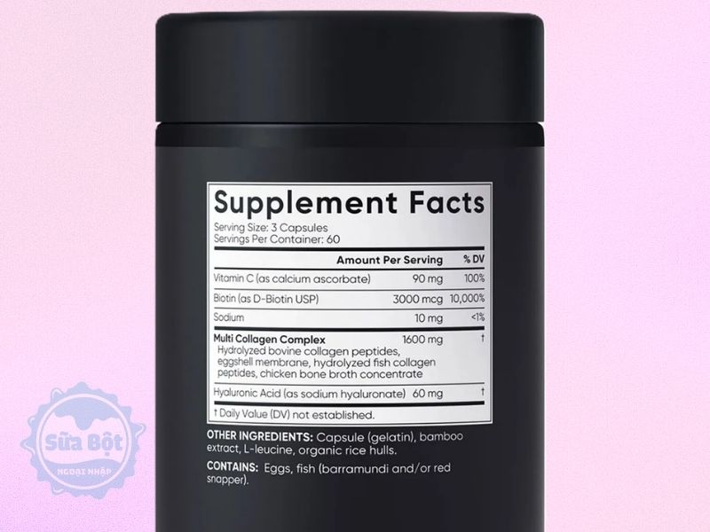 Viên uống Sports Research Multi Collagen thành phần
